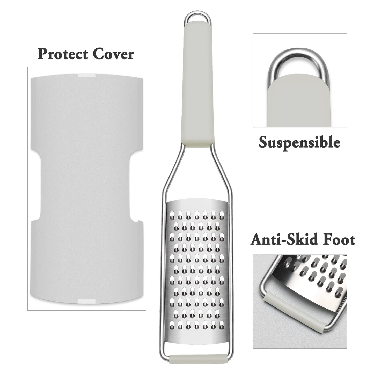 Cambom Cheese Grater Citrus Zester Lemon Zester Pack of 3-304 Stainless Steel - A Sharp Tool for Parmesan Cheese, Ginger, Garlic, Nutmeg, Chocolate, Vegetables,Fruits,Dishwasher Safe Clear