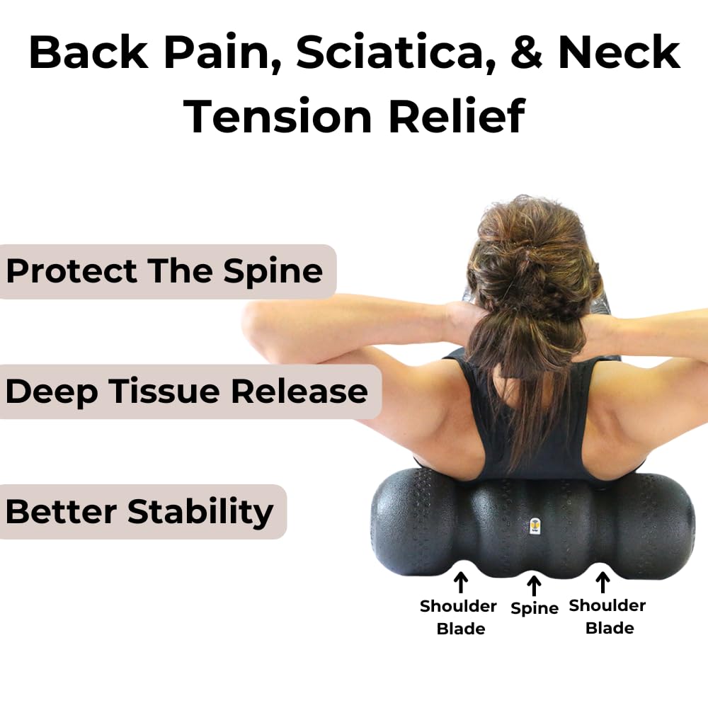 Rollga - The Better Foam Roller for Back Pain, Flexibility, Muscle Recovery, Yoga, Pilates, Deep Tissue Massage, Headache, Physical Therapy, & Exercise. Neck, Back, Legs, & Feet