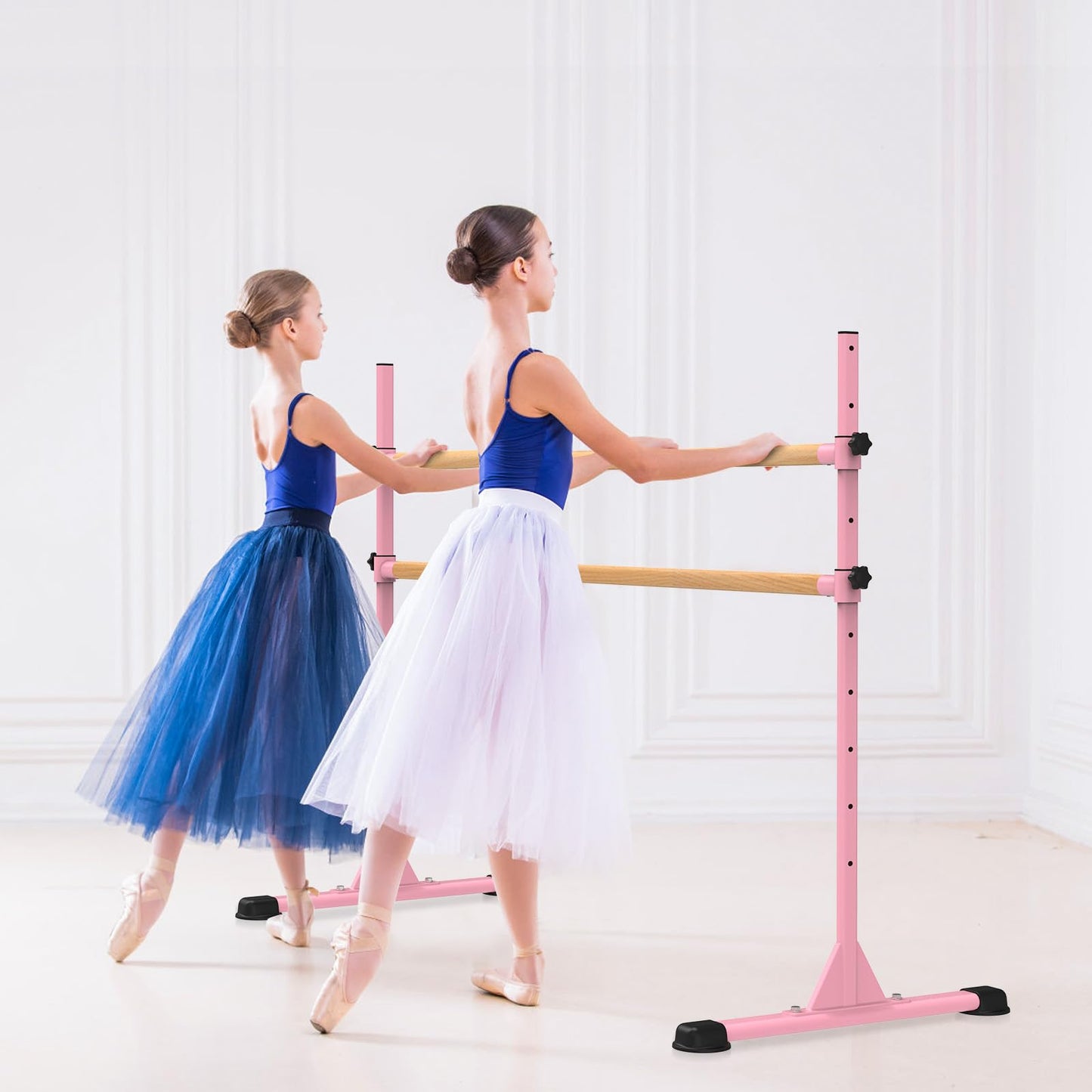 Dolibest 6ft Wall Mounted Traditional Wood Ballet Barre, 4ft Freestanding Wood Ballet Bar, Height Adjustable Ballet Bar,System Stretch/Dance for Home Barre Workout Equipment for Kids and Adults