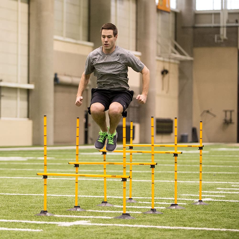 Power Systems Adjustable Plyometric Hurdles Set of 4, 12”– 40” Height, Speed & Agility Training Equipment for Athletes, Soccer, Football, Track & Field, Indoor/Outdoor Use