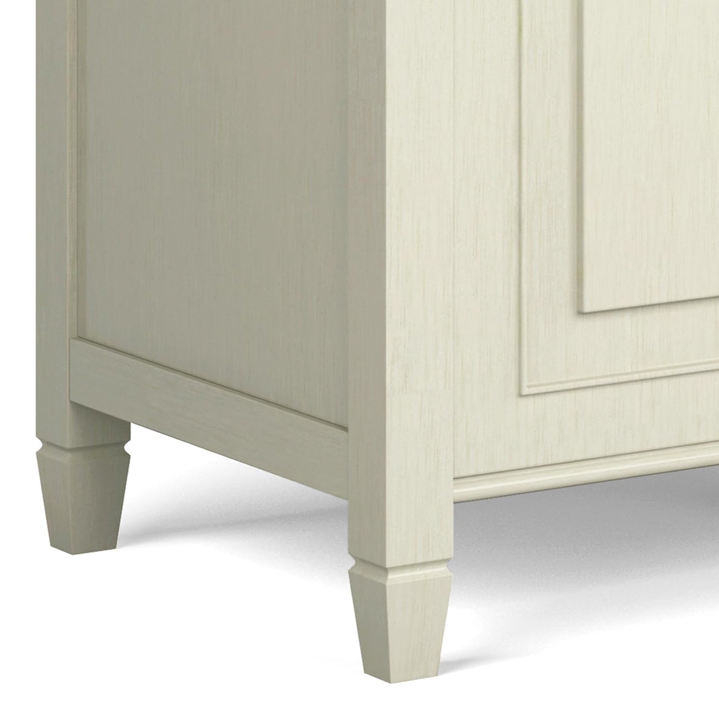 SIMPLIHOME Connaught Storage Bench - 51 inch Wide Solid Wood Trunk Bench in Antique White, Traditional Bench for Entryway with Lift-Up Lid and 3 Hidden Compartments