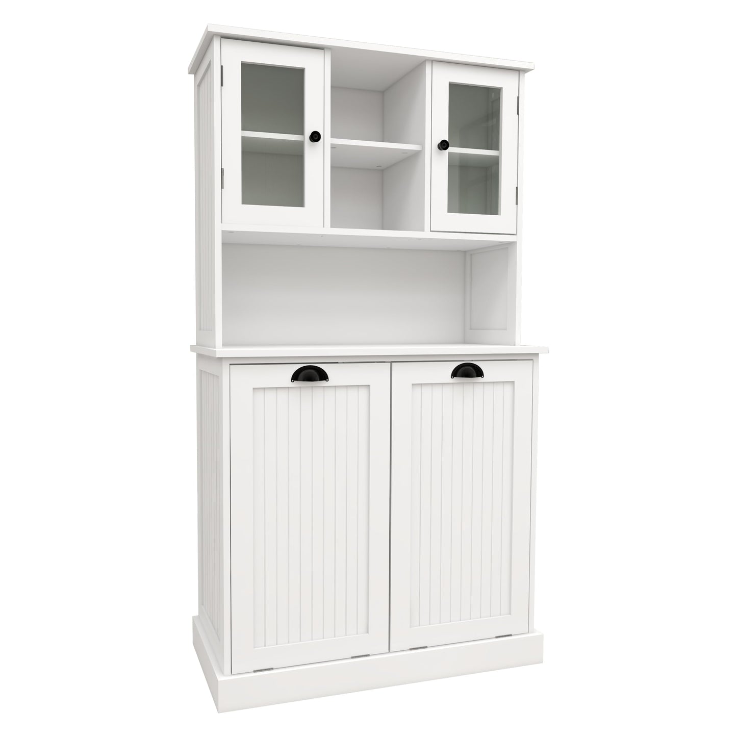 Gecheer Two-Compartment Tilt-Out Dirty Laundry Basket Cabinet - Space-Saving and Functional Storage Cabinet Organizer, Storage Unit Shelves, for Bathroom Living Room Dining Kitchen YJXW1120S00001