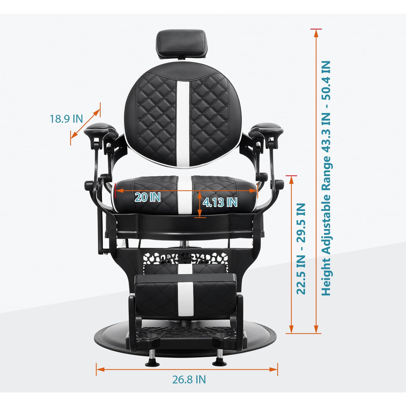 Nolasalon Barber Chair Hair Salon Chair,Heavy Duty 700 LBS, for Hair Stylist Barber Beauty Tattoo Massage(Black White)
