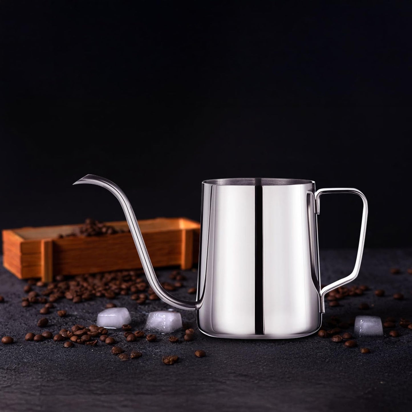 PARACITY Pour Over Kettle, Gooseneck Spout Coffee Tea Pot,12OZ Hanging Ear Hand Blunt Long Narrow Drip Cup Gooseneck Kettle, Camping Coffee Pot for Travel Outdoor(Stainless Steel)