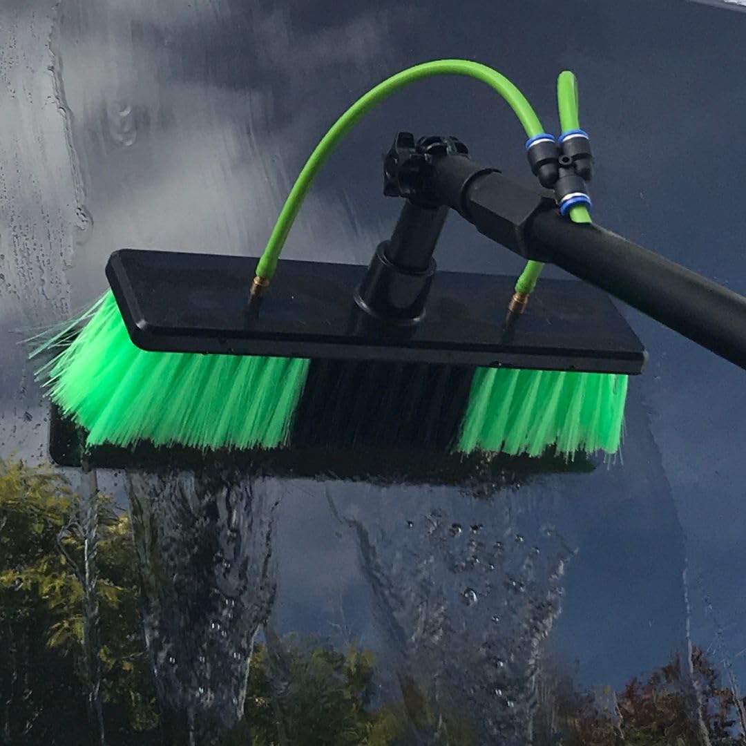 EQUIPMAXX 30 Feet Solar Panel Cleaning Brush & Pole Window Cleaner Window Cleaning Solution (Glass, Solar Panel, etc.) Professional Tool Water Fed Pole Kit Scrubber Brush w/Spray Washer & Squeegee