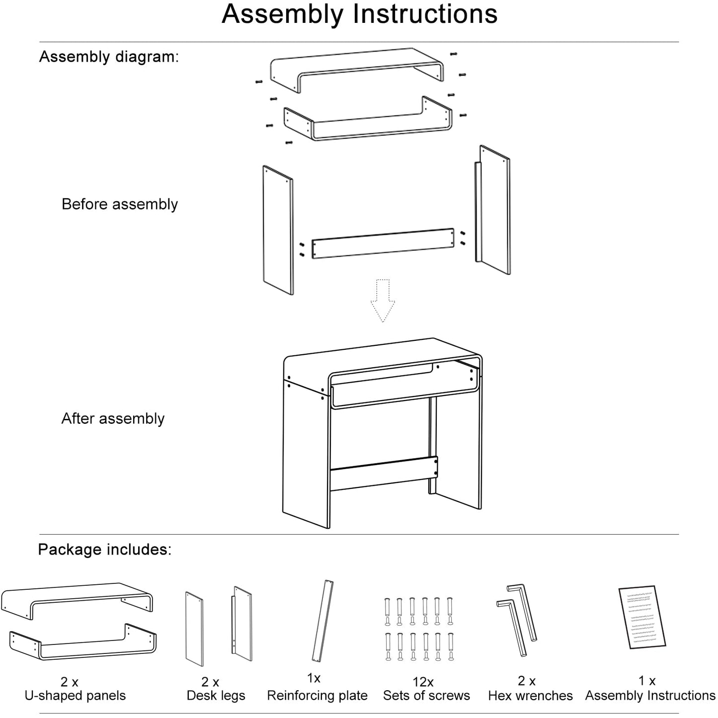 XOHYW Acrylic Office Desk, Modern Laptop Writing Study Table with Open Storage, Transparent Console Entryway Table, 33.5" L x 15.8" W x 29.5" H, for Home, Bedroom (Clear)