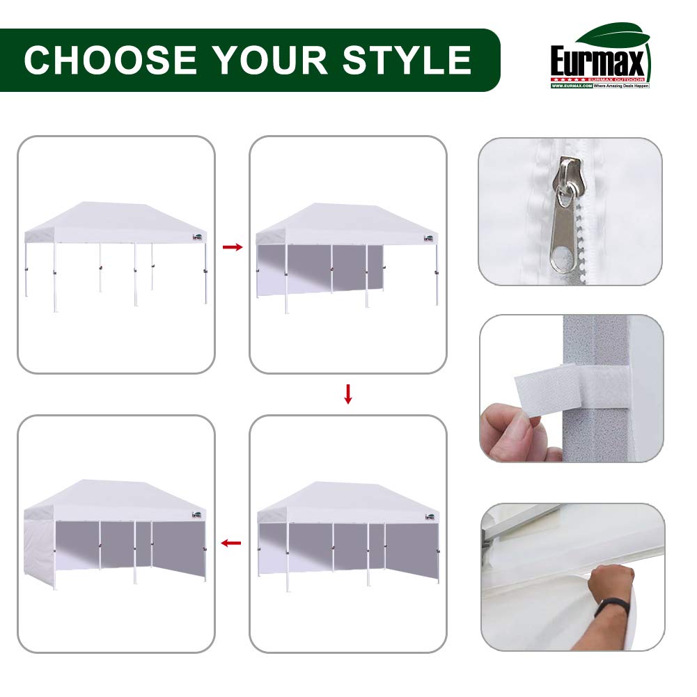 Eurmax USA 10x20ft Pop Up Canopy, Commercial Instant Tent for Outdoor Events, Patented No-Tip Rolling Storage Bag with 6 Sandbags,UV & Water Resistant,Heavy Duty Portable Shelter Gazebo,White