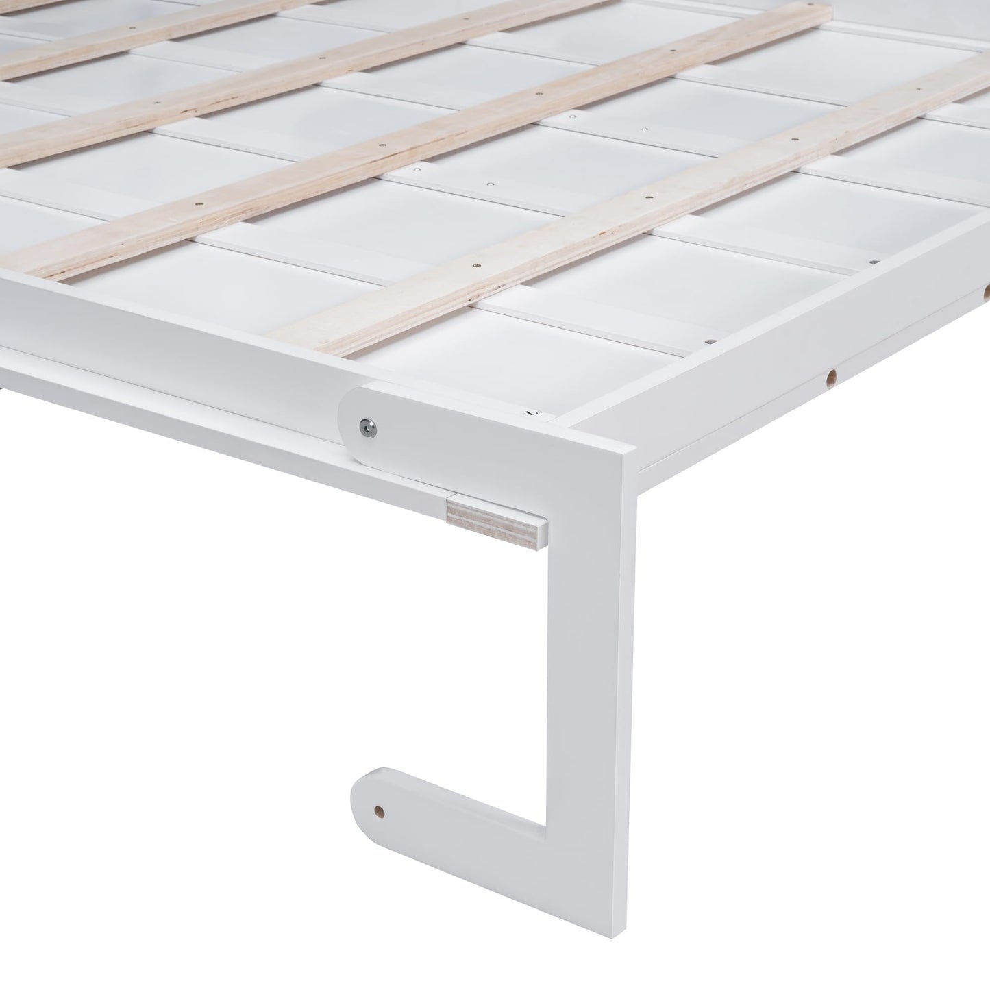 Merax Queen Size Murphy Bed Frame, Modern Wall Bed Can Be Folded into Cabinet, Chair with Cushion, White