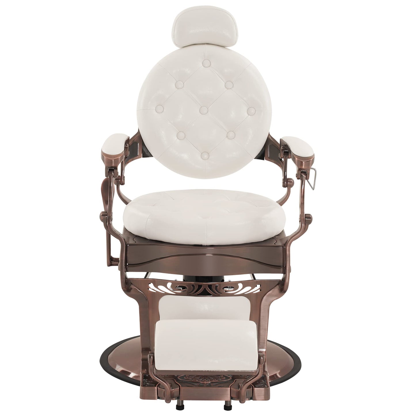 BarberPub Heavy Duty Metal Vintage Barber Chair All Purpose Hydraulic Recline Salon Beauty Spa Chair Styling Equipment 8914 (White with Reddish Bronze Frame)
