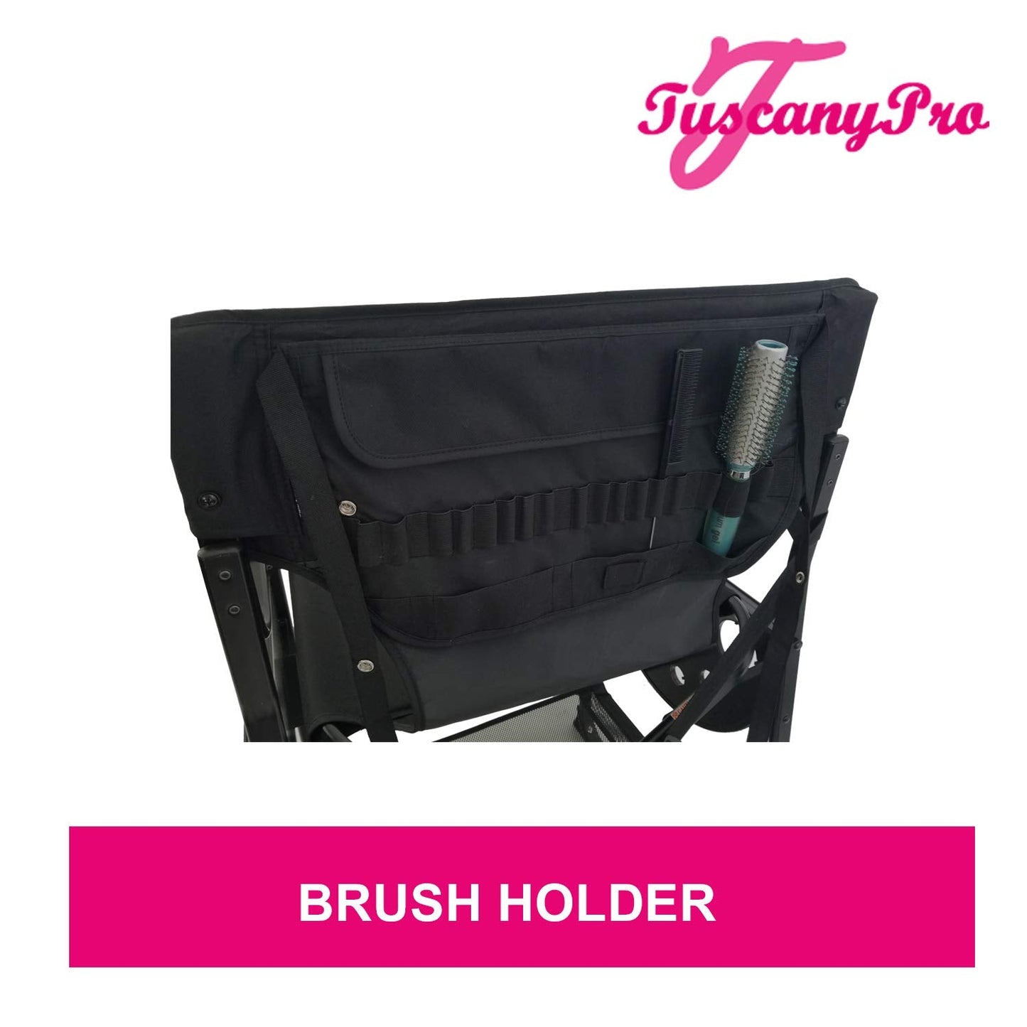 Tuscany Pro Your Name/Logo Included Portable Makeup & Hairstylist Chair - Perfect for Makeup, Hair Stylist, Salon with 25 Inch Seat Height