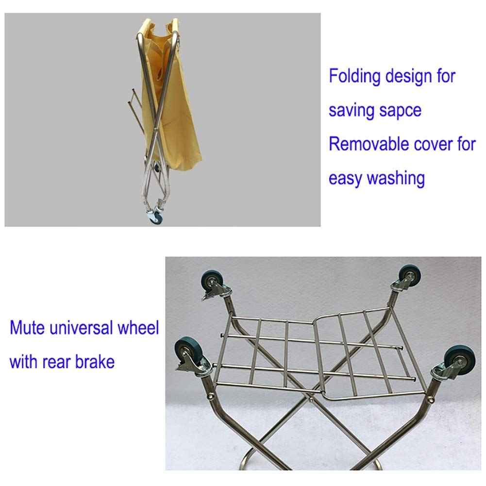 Movable Storage Hand Trucks for Kitchen, Folding Linen Storage Cart for Hotel Lobby Collection, Laundry Sorter Cart for Room Service