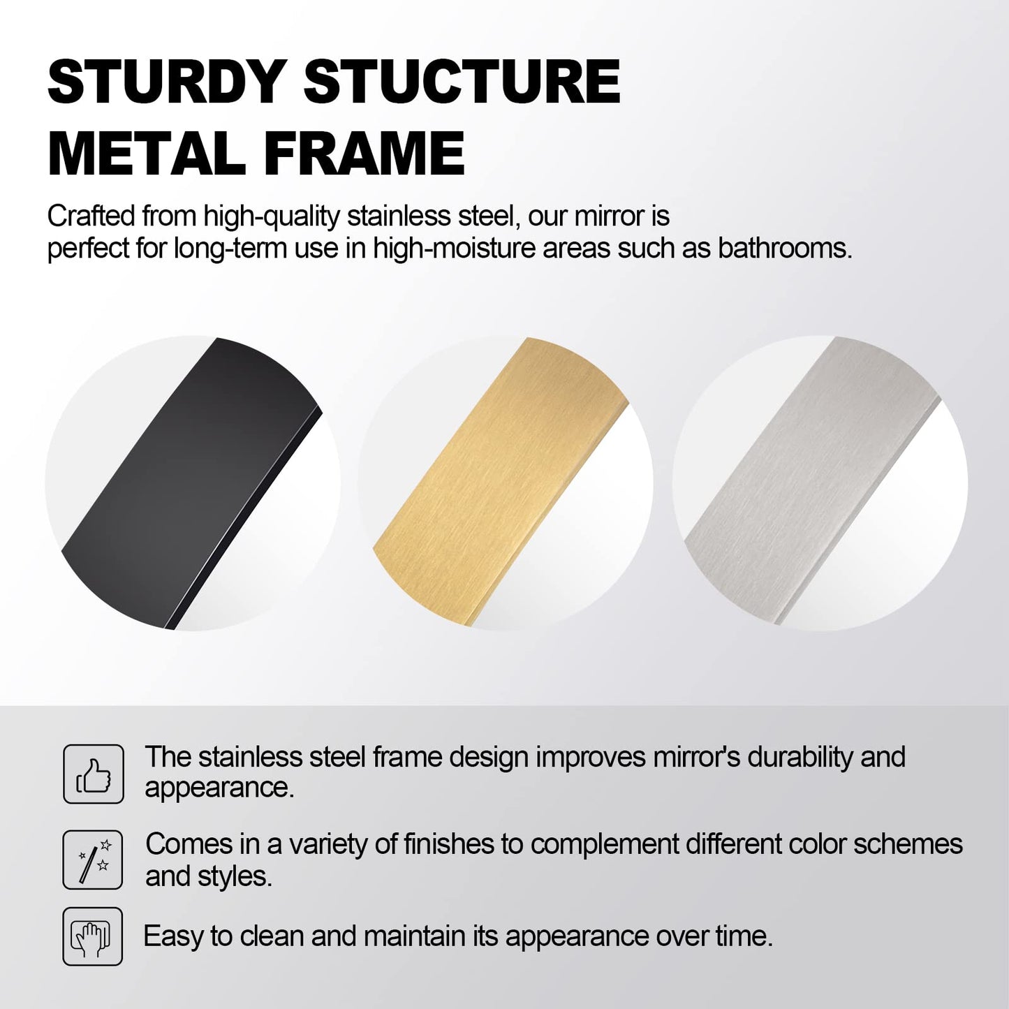 ANDY STAR 18x48 Full Length Wall Mirror, Matte Black Oblong Shaped Body Mirror with Stainless Steel Metal Frame, Rounded Corner Design for Floor and Leaning
