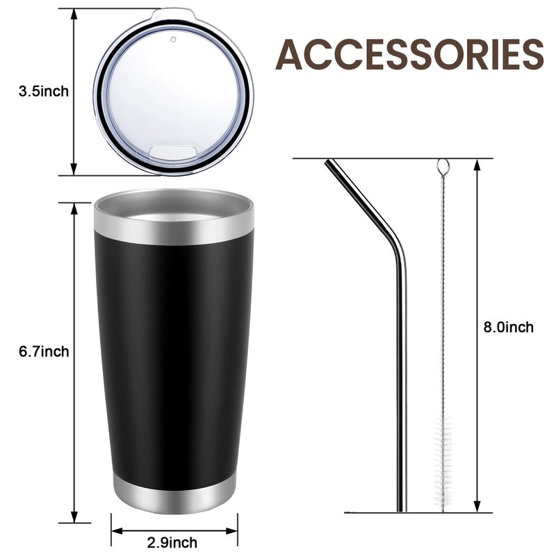 MEWAY 20oz Tumbler 8 Pack Double Wall Vacuum Insulated Travel Mug Bulk, Mix Color Stainless Steel Tumblers with Lid and Straw, Durable Powder Coated Coffee Cups for Cold & Hot Drinks(Mix Color, 8