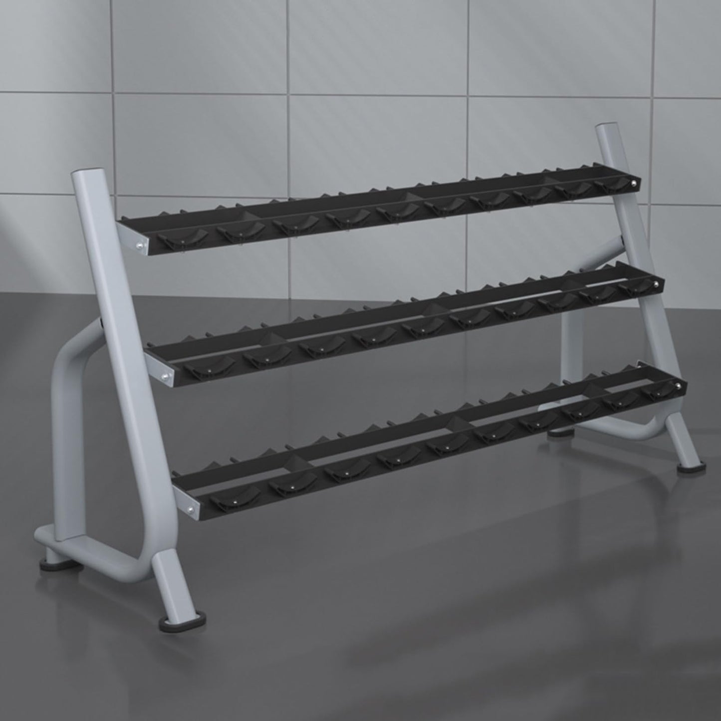 Commercial Steel Dumbbell Rack, 3 Tier Home Fitness Strength Training Dumbbell Storage Rack, 500kg Capacity, Silver, 3mm Thick Reinforced Dumbbell Racks