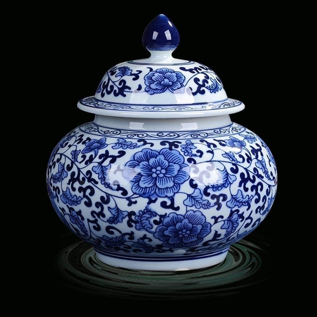 INUUXLG Porcelain Vases Ceramic Vase Hand-Crafted Ceramic Porcelain Shape Ginger Jar Vase, Sugar Canister, Sugar Container, Tea Container, 7.5" H Decorative Vase