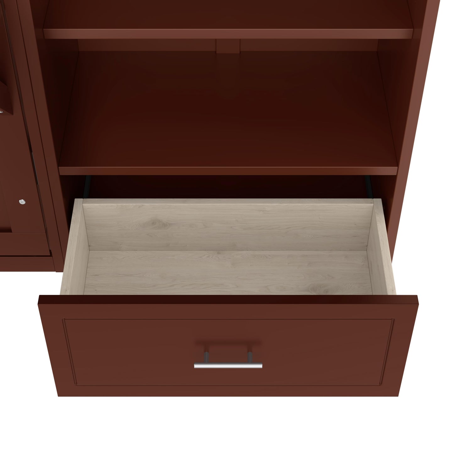 Merax Queen Murphy Bed with 3 Height Adjustable Storage Shelves & 1 Drawer, Wall Bed Frame Multifunctional Foldable Platform Bed for Small Space, Bedroom, Guest Room, Bear 500LBS (Walnut)
