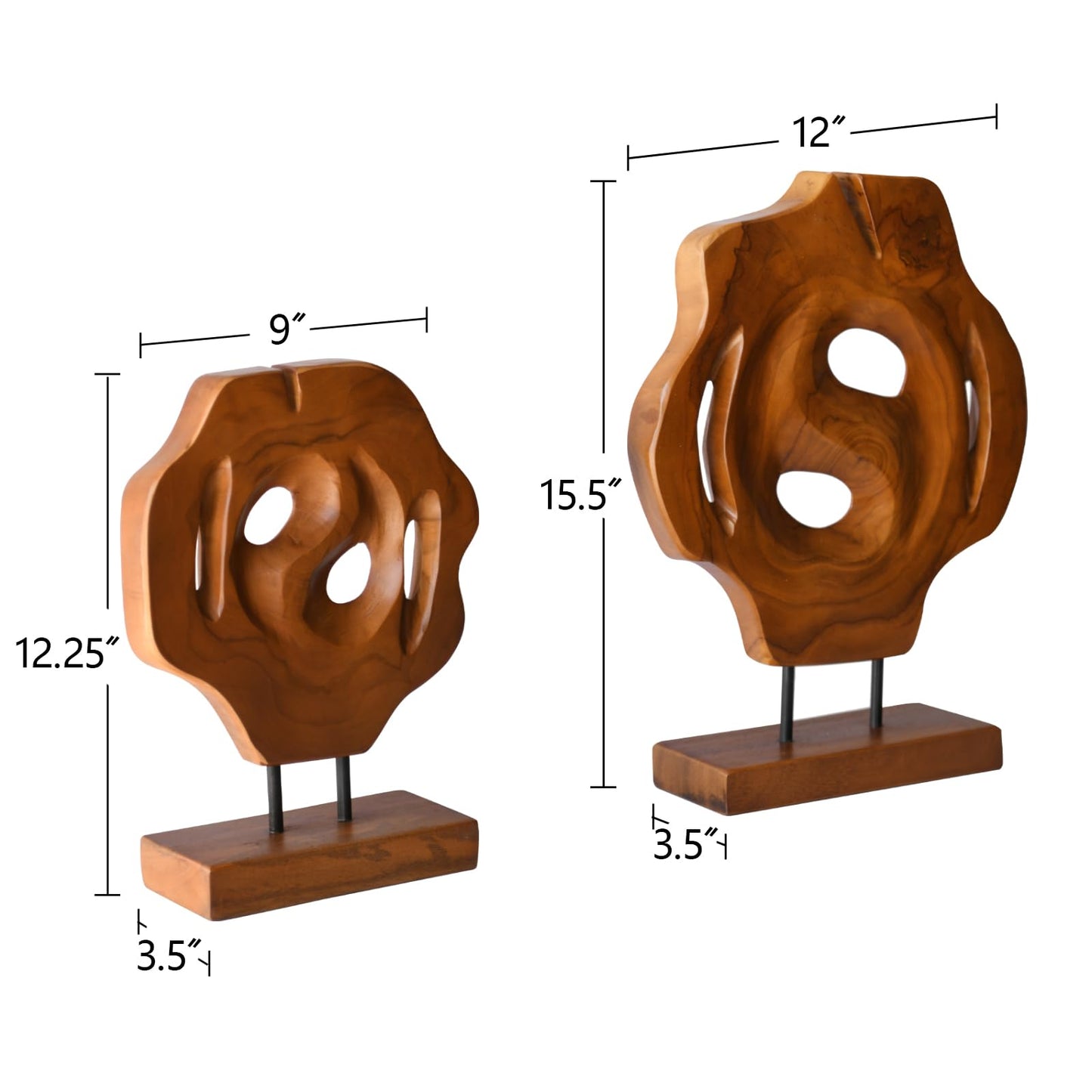 WELLAND Set of 2 Irregular Teak Sculptures