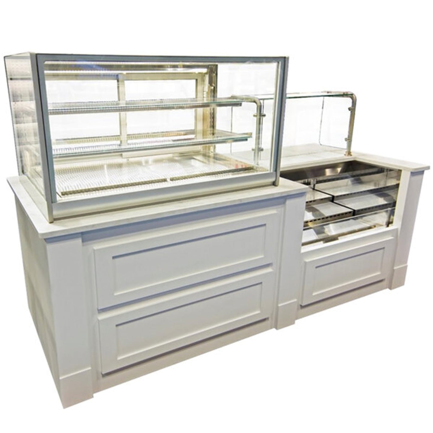 FixtureDisplays 60" Countertop Dry Bakery Display Case with 2 Adjustable Glass Shelves, Stainless Steel, 19 cu. ft. Capacity WS-345ITD6026-NPF