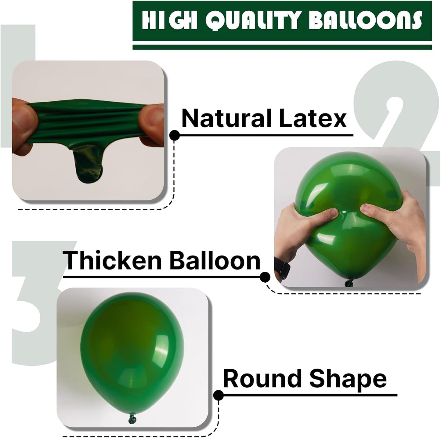 PartyWoo Dark Green Balloons - 99-Piece Emerald Balloon Arch Kit for Birthday & Jungle Parties
