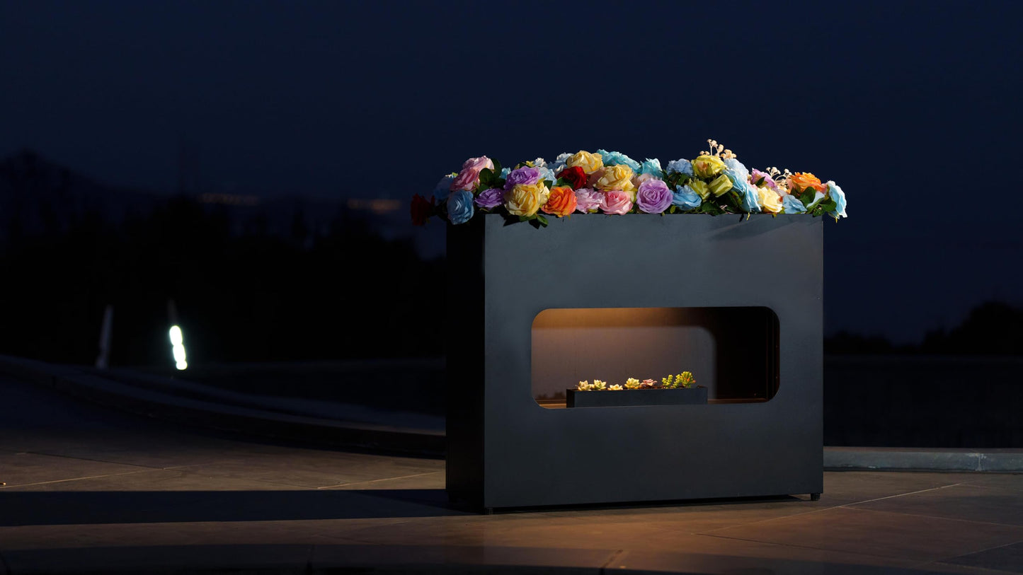 Turviaspact 36x12x28IN Metal Planter Box with LED Intelligence Light Large Black Rectangular Planters for Plant Pots,Plants,Flowers,Privacy Planter for Patio,Front Porch,Balcony,Garden