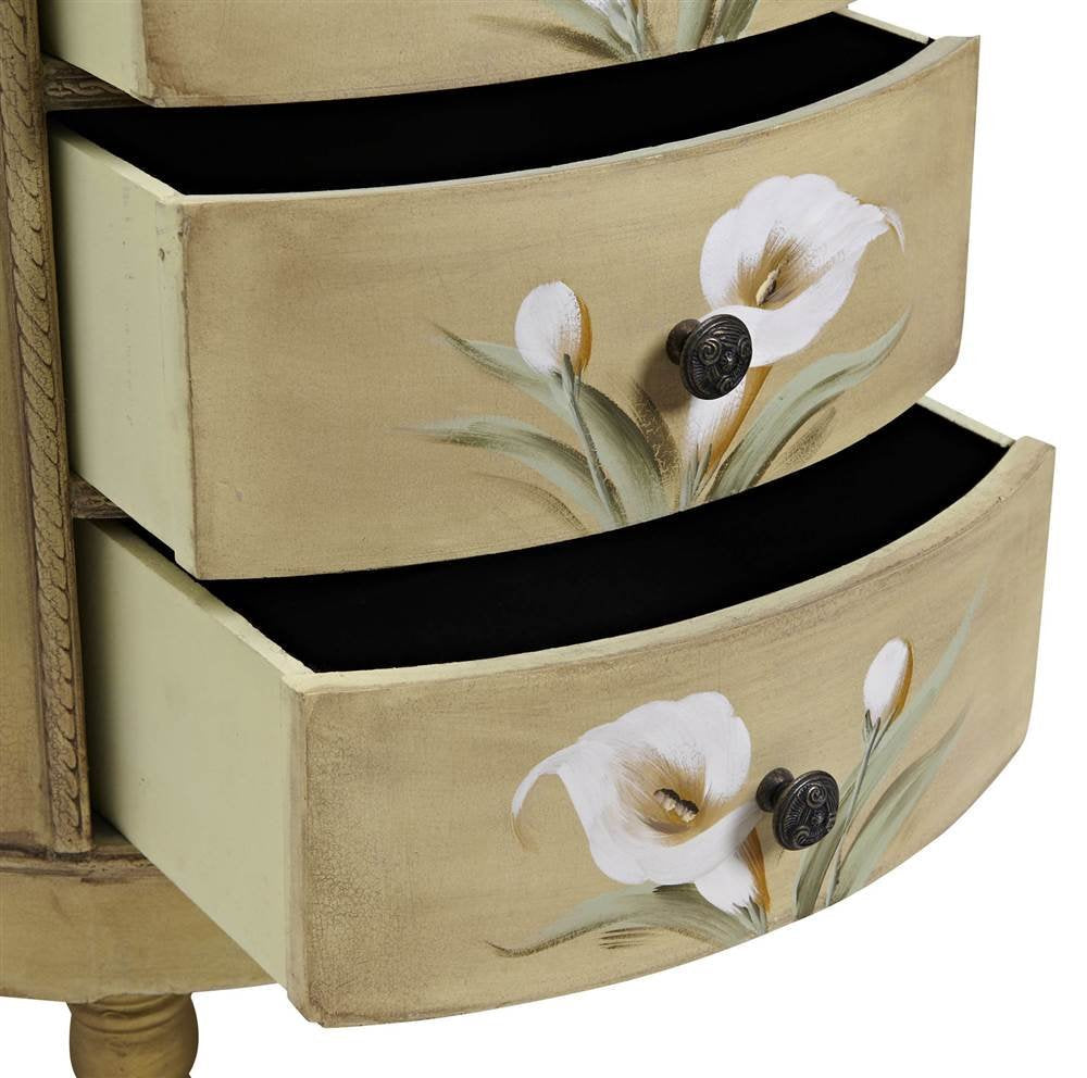 Nearly Natural Antique Accessory Table with Calla Lily Floral Art