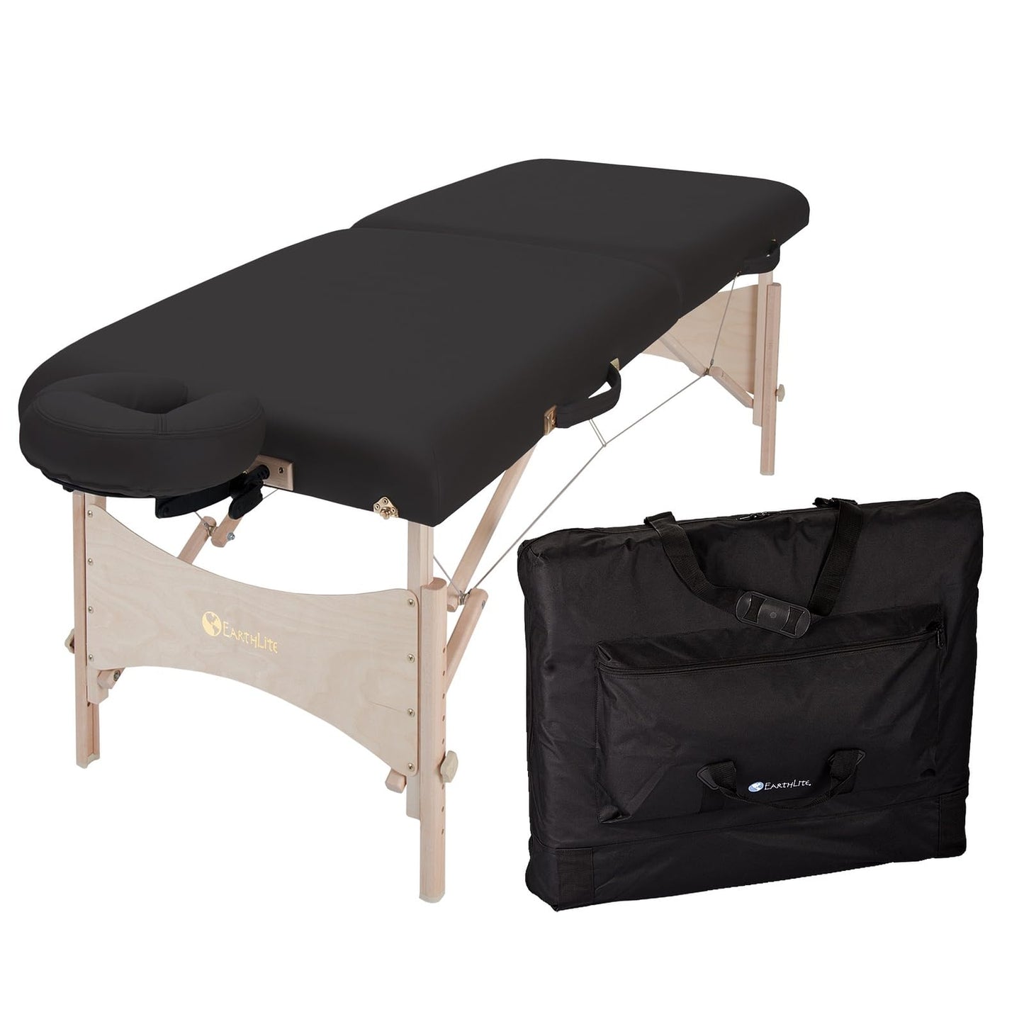 EarthLite Harmony DX Portable Massage Table Package, Includes Table + Face Cradle + Carrying Case, 30" x 73, Black