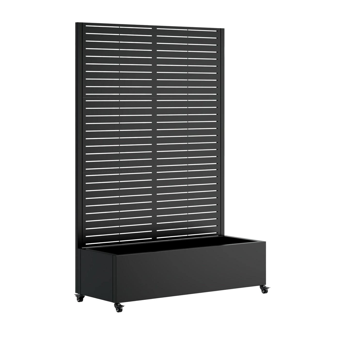 Nevoc Metal Raised Garden Bed, Outdoor Planter Box with Trellis on Wheels, Weather-Resistant Plant Planter for Climbing Plants Flower Vegetables for Patio Backyard Poolside (73"x47"x16", A)