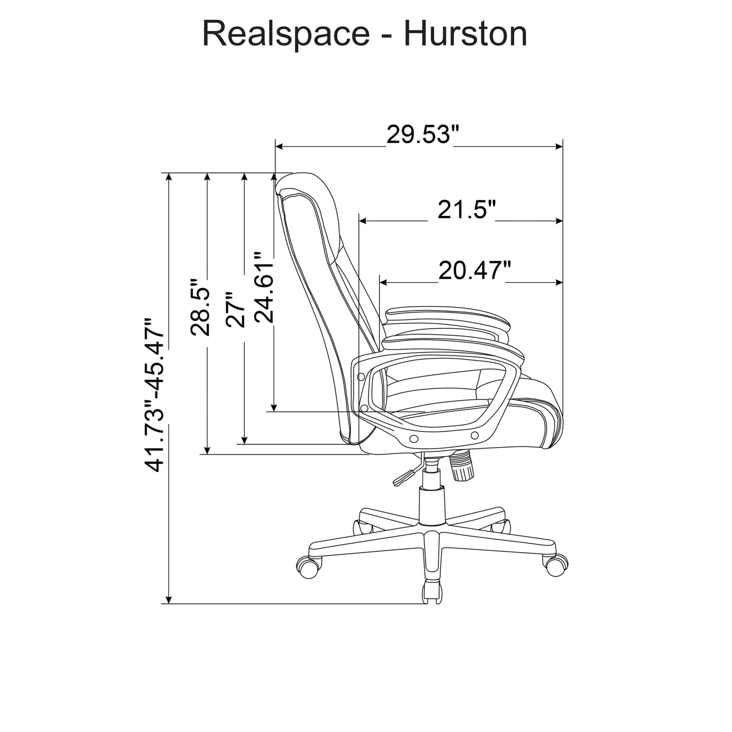 Realspace® Hurston Bonded Leather High-Back Executive Office Chair, Black, BIFMA Compliant