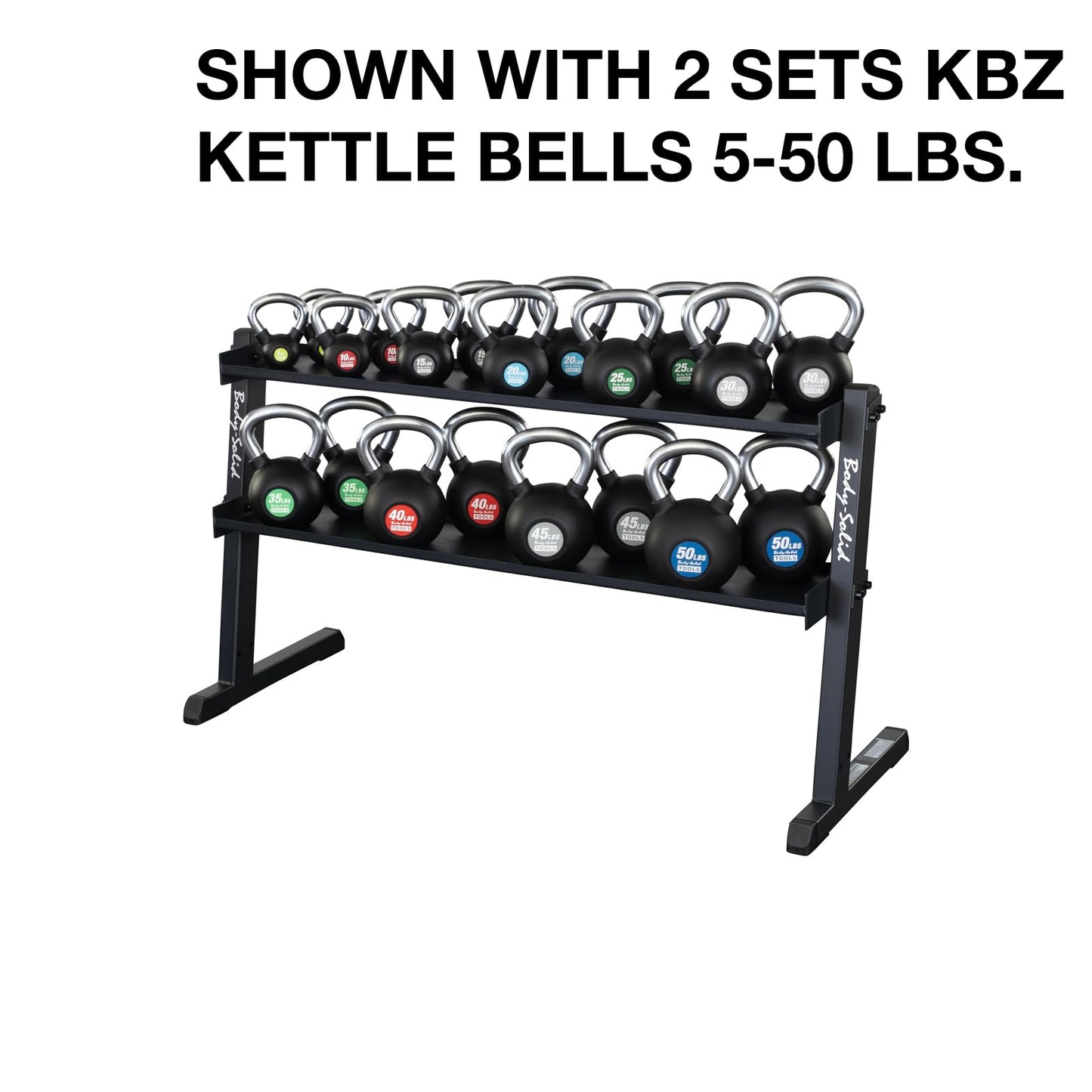 Body Solid (GKR60) 2-Tier Kettlebell Rack, 1000lb Weight Stand Storage, Commercial and Home Gym Strength Training Organizer