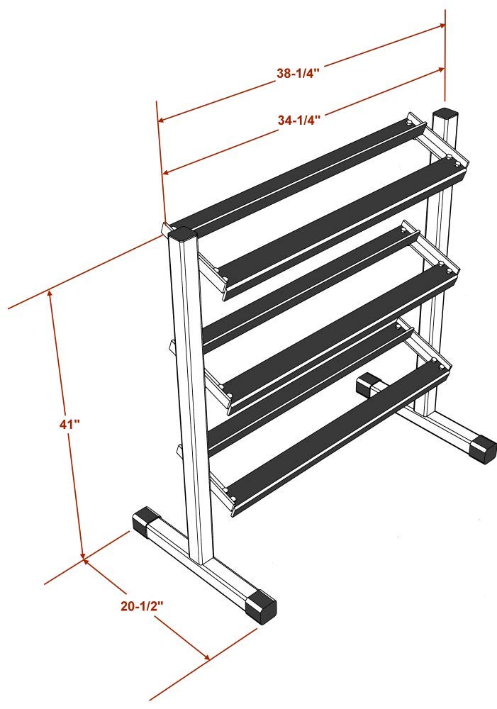DF515- Three Tier 36" Dumbbell Rack by Deltech Fitness