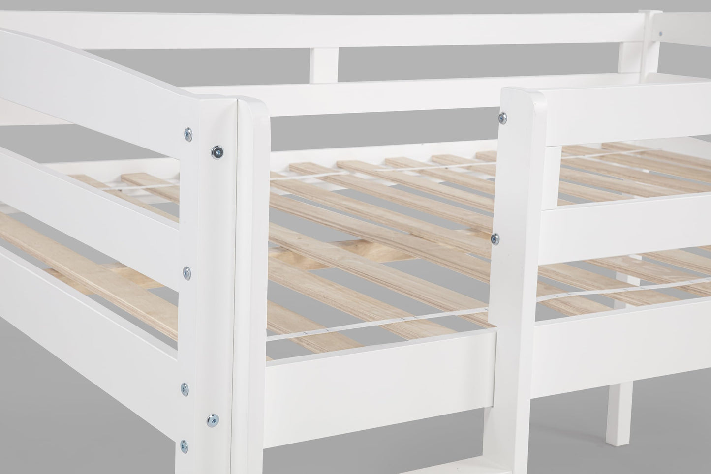 Tribeca Wood Low Loft Bed Frame / 14 Wood Slats Support/No Box Spring Necessary/Easy Assembly/Twin - White
