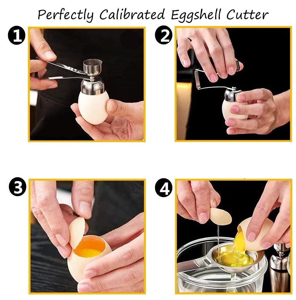 Sagapo 1 Egg Cracker Topper,Double Cups Opener shell Cutter Precise Remover Tool for RawSoft Hard Boiled Egg,Environmentally friendly 304stainless steel Not discolored Resistant high temperature