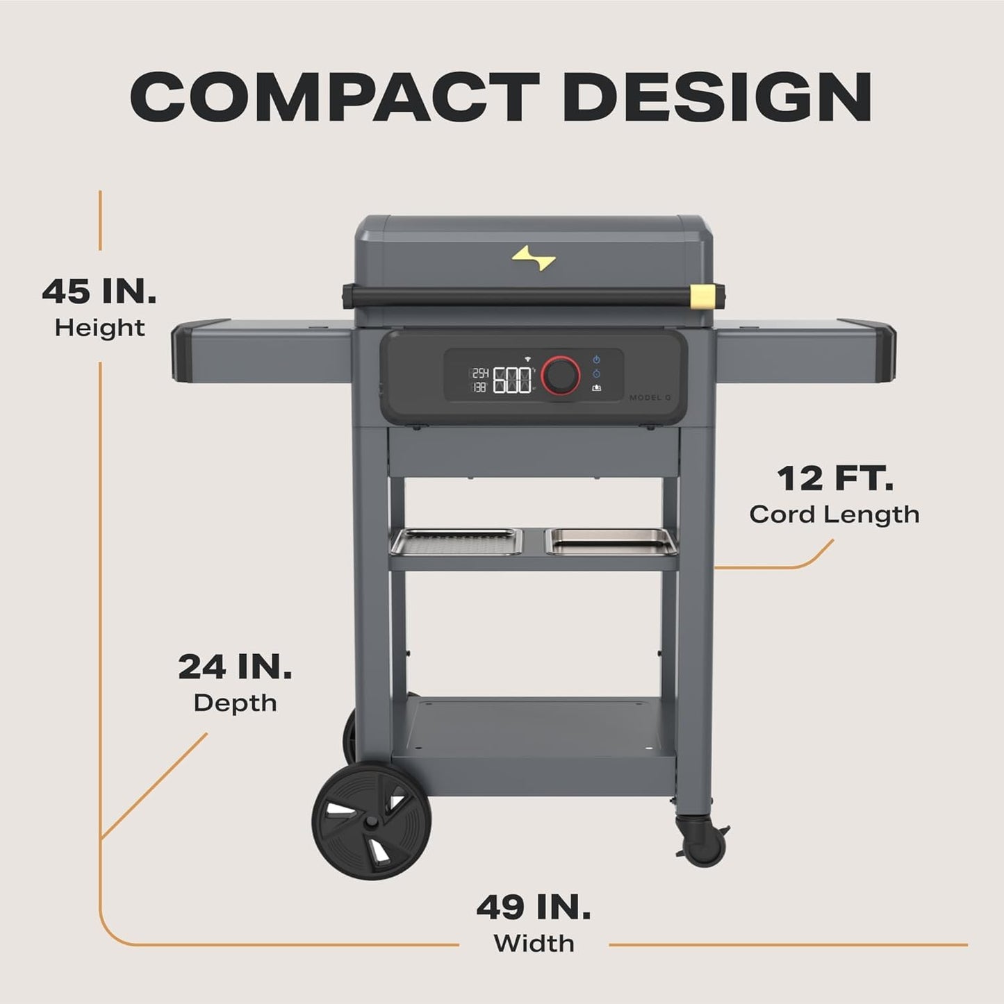 Current® Model G Griddle, Smart Electric Outdoor Flat Top BBQ Grill with 200°F to 600°F Range for Searing & Roasting, Digital Precision, Apartment-Friendly & Weather-Resistant, Moon Dust
