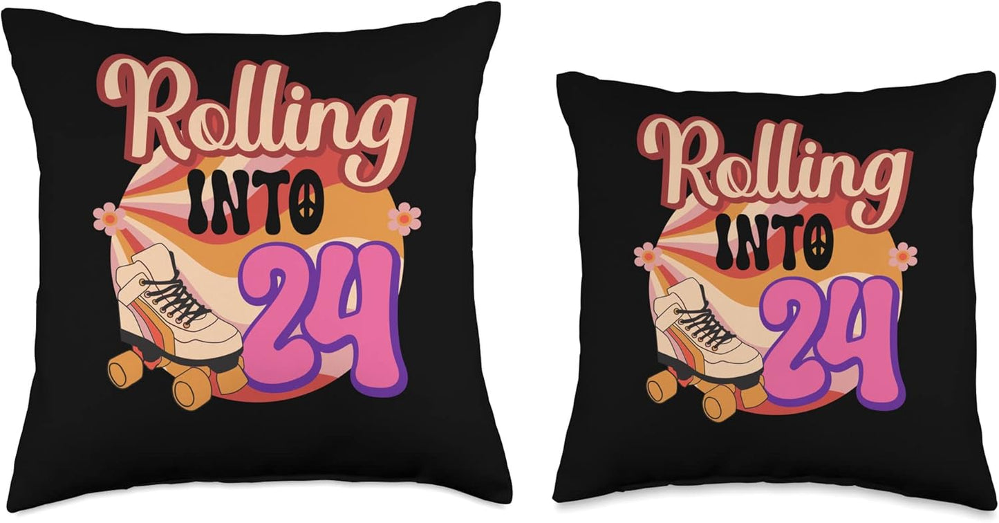 In-line Skates Towards 2002 Rolling Into 24 Multicolor Throw Pillow, 16x16