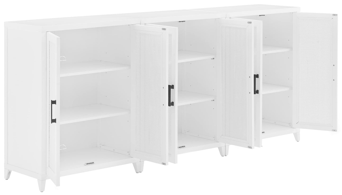 Crosley Furniture Milo 2-Piece Entertainment Center TV Stand, Media Console, Vinyl Record Storage, White