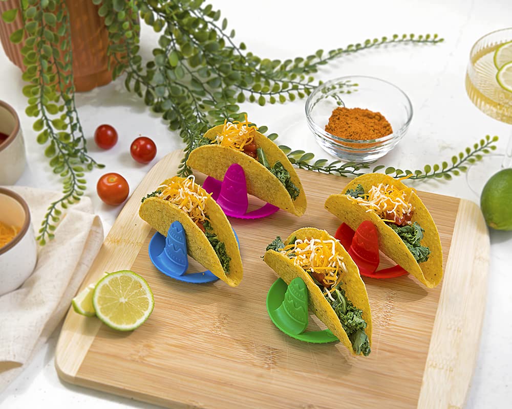 Talisman Designs Sombrero Taco Holders - Set of 4, Hold & Fill Small or Large Tacos | Crunch & Soft