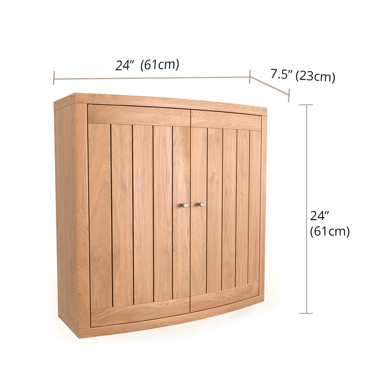 AquaTeak Manada Wall-Mounted Teak Storage Cabinet with Doors