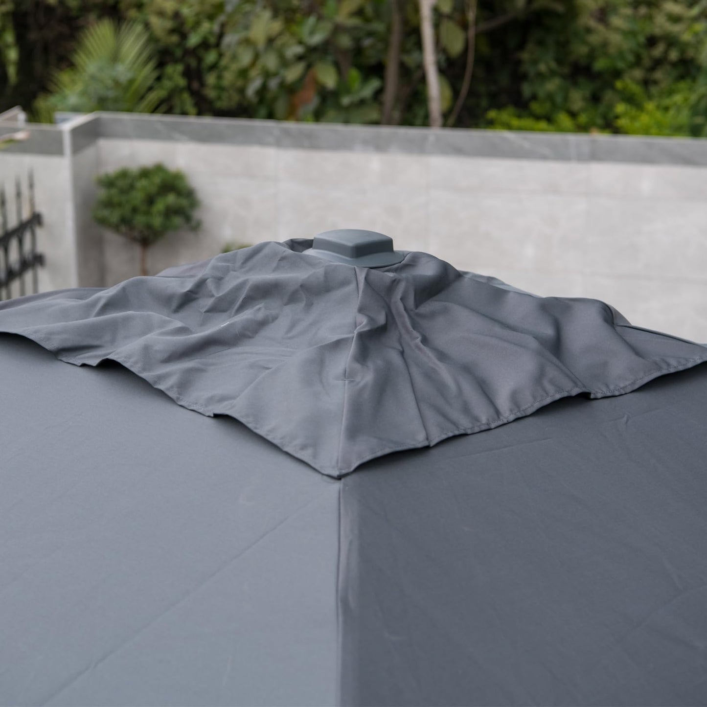 LKINBO 10x13 FT Rectangle Cantilever Umbrella with Cross Base, Heavy Duty Large Patio Umbrella 360 Degree Rotation Outdoor Offset Umbrella with Easy Tilt & Crank for Pool Deck Backyard, Gray