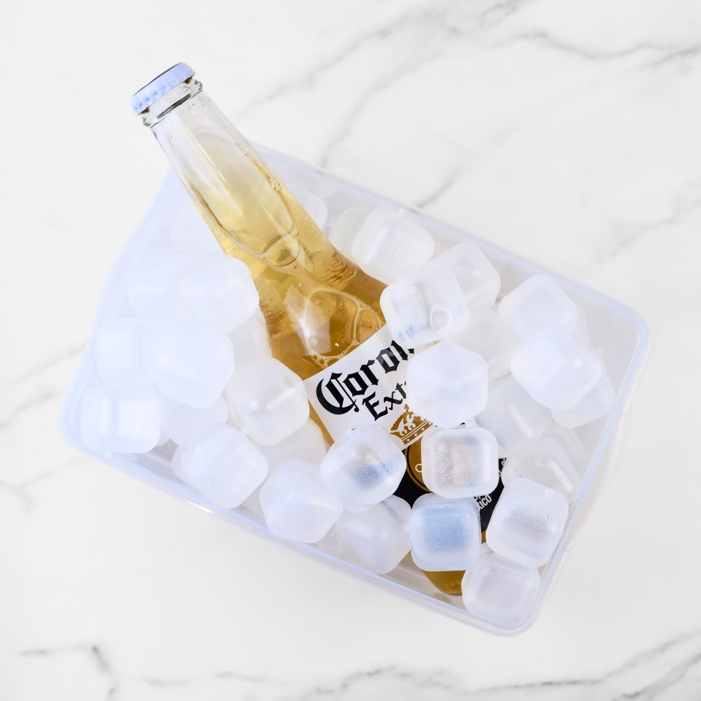 Reusable Ice Cube with Lid & Bin, 60 Pack Plastic Ice Cubes for Drinks BPA Free, Refreezable Square Ice Cubes for Water Bottles, Whiskey, Vodka, Coffee, Cocktails, Beer or Wine