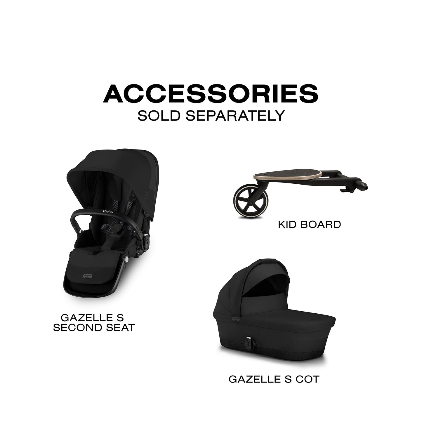 Cybex Gazelle S All-in-One Toddler and Baby Stroller with Over 20 Modular Configurations, Ergonomic Near-Flat Recline, Shopper Basket, and Compact Fold, Moon Black, Black Frame