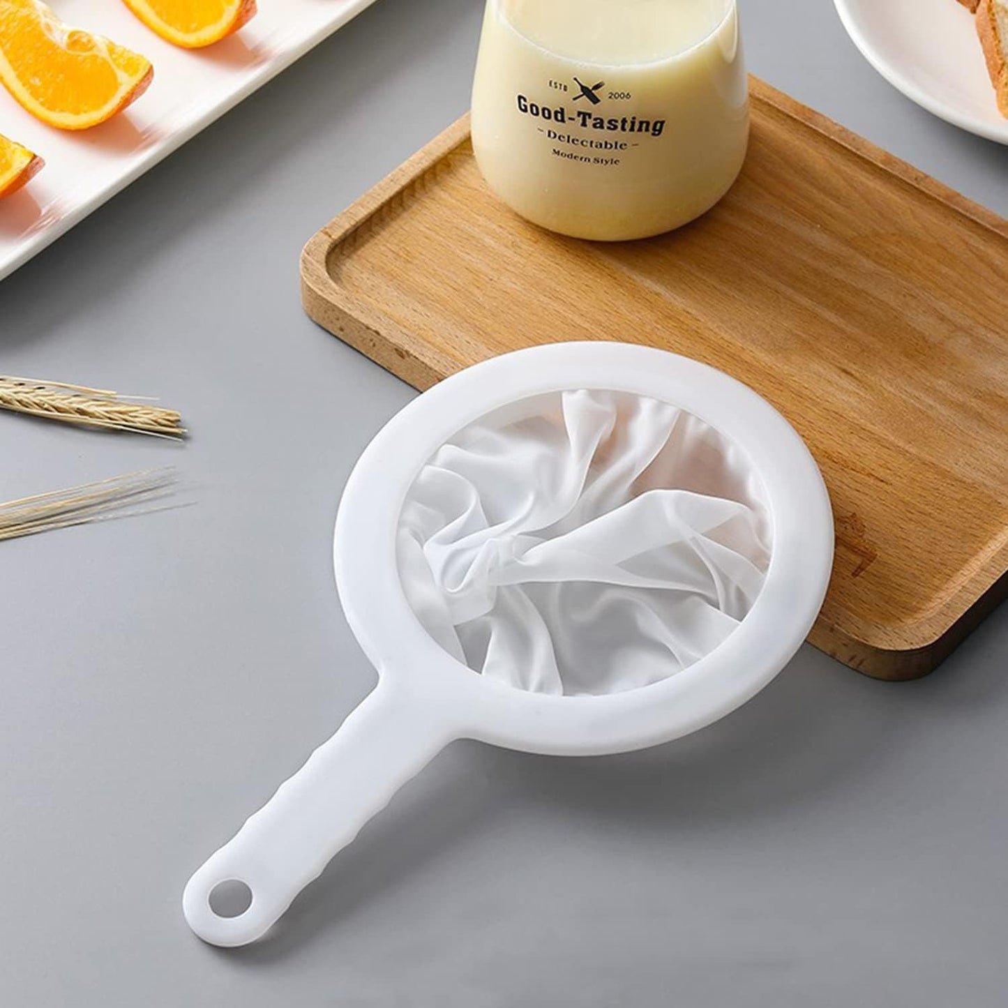 Kitchen Ultra-Fine Nylon Mesh Strainer 10 Inch, Plastic Sieve Fine Mesh with Handle Kitchen Tool For Soy Milk, Coffee, Milk, Yogurt, Juice,Tea Leaf Filter, Honey, Wine (100mesh + 200mesh + 400mesh)