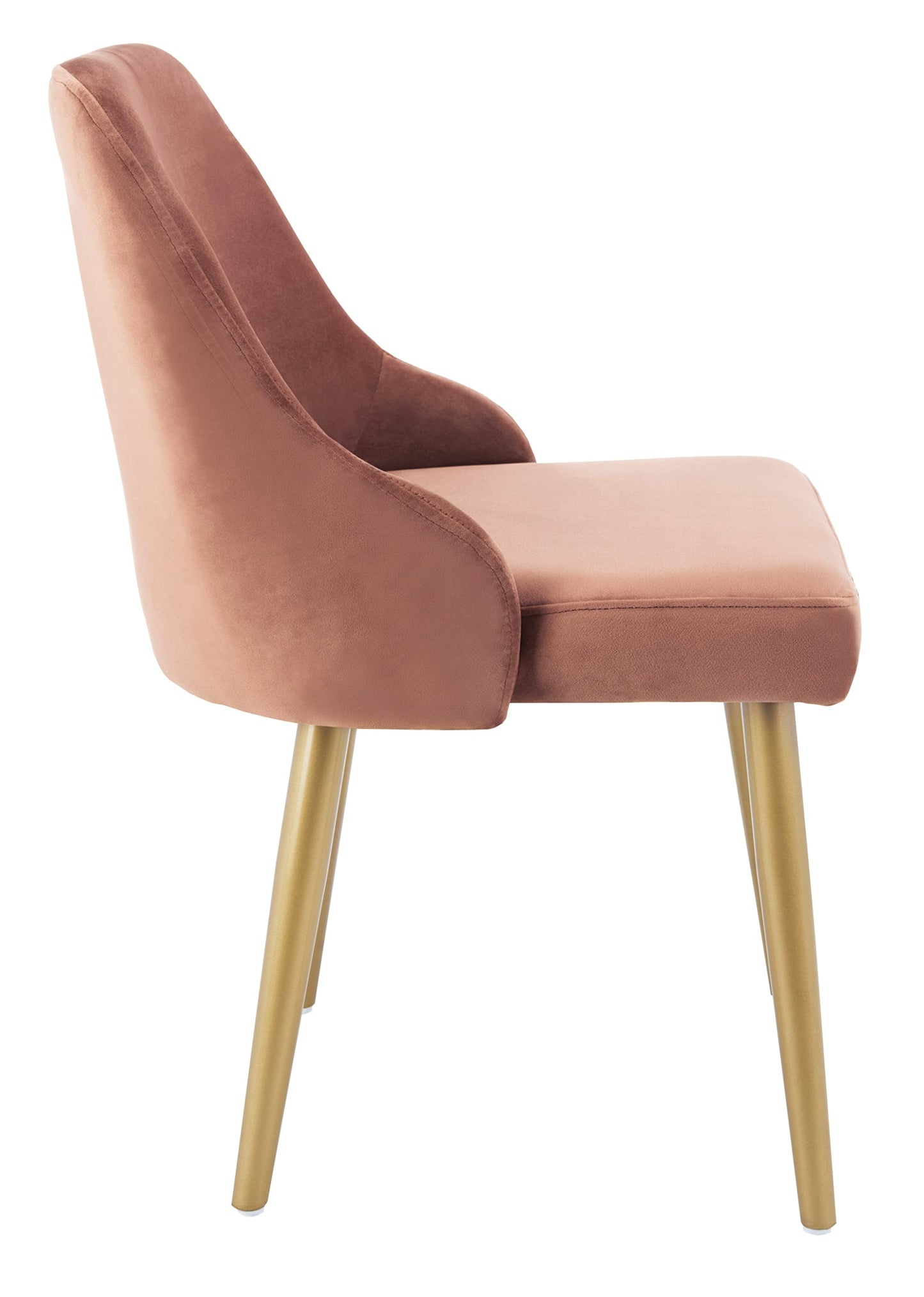 Safavieh Home Lulu Mid-Century Dusty Rose Velvet and Gold Dining Chair, Set of 2