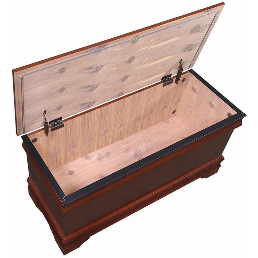 BOWERY HILL Traditional Wood Cedar Blanket Chest, Warm Brown Finish, 47" W x 17" D x 20" H, Cedar-Lined Interior, Solid Pattern, Versatile Storage for Hallway or Master Suite