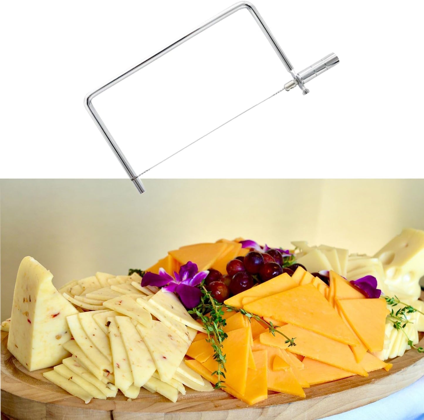Cheese Cutter Board Accessories Kitchen Knife Marble Block Cheese Slicer Stainless Steel Components DIY for Making Giftable Cheese Cutting Boards with Hardware Cheese Slicer Kit,(2Slicer+8Wires)7in