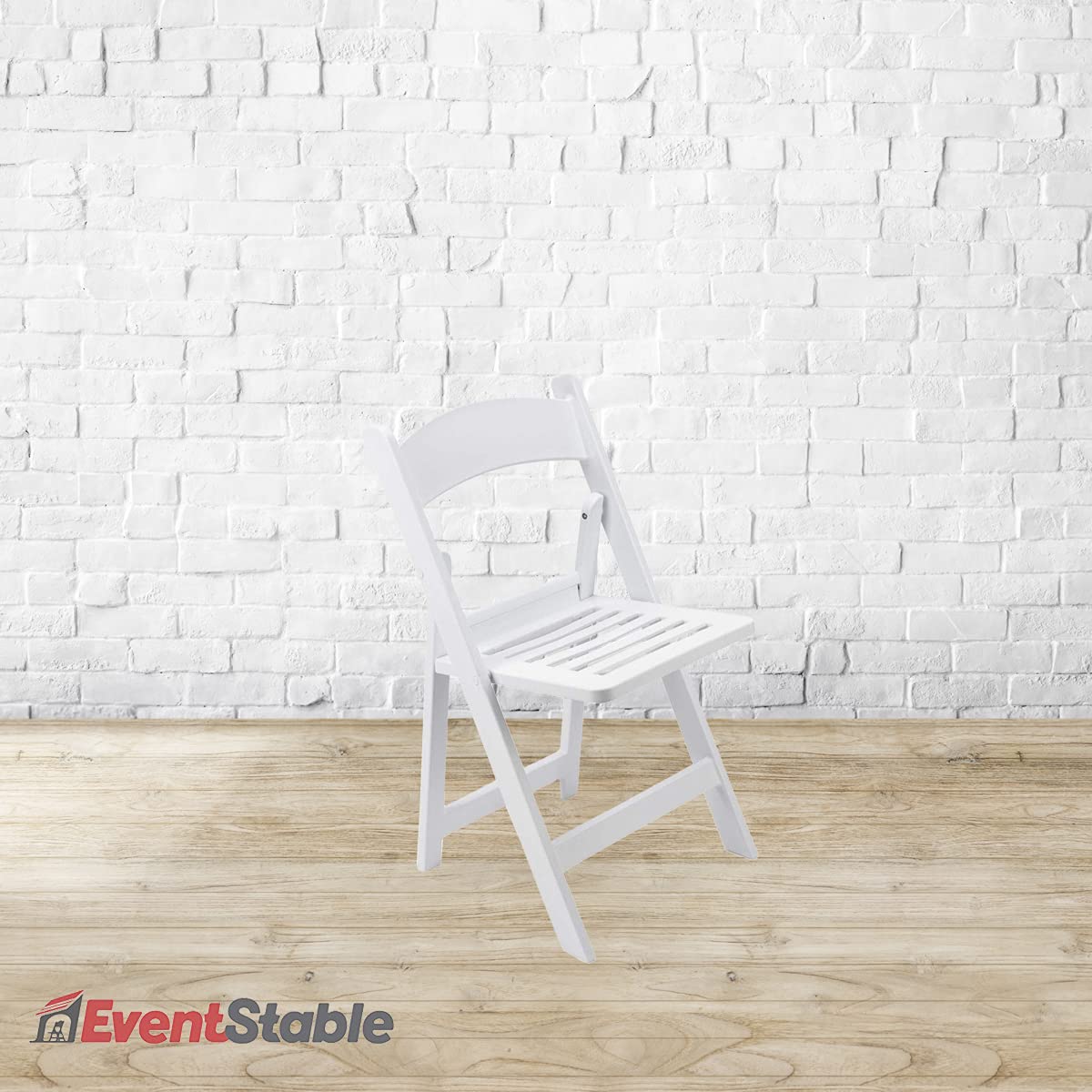 EventStable Titan PRO Resin Folding Chair - Indoor/Outdoor Lightweight Chair - Slatted Seat Folding Chair for Weddings Parties Events - 50 Pack