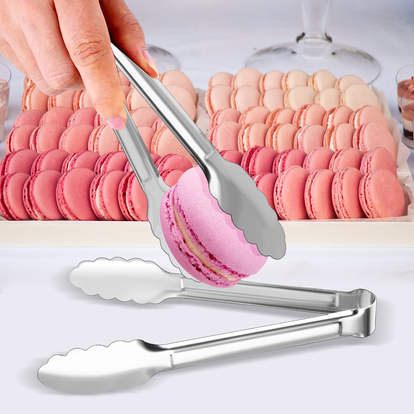 8 Pack Serving Tongs XEVOM Kitchen Tongs,Buffet Tongs, Stainless Steel Food Tong Serving Tong,small tongs (9inch)