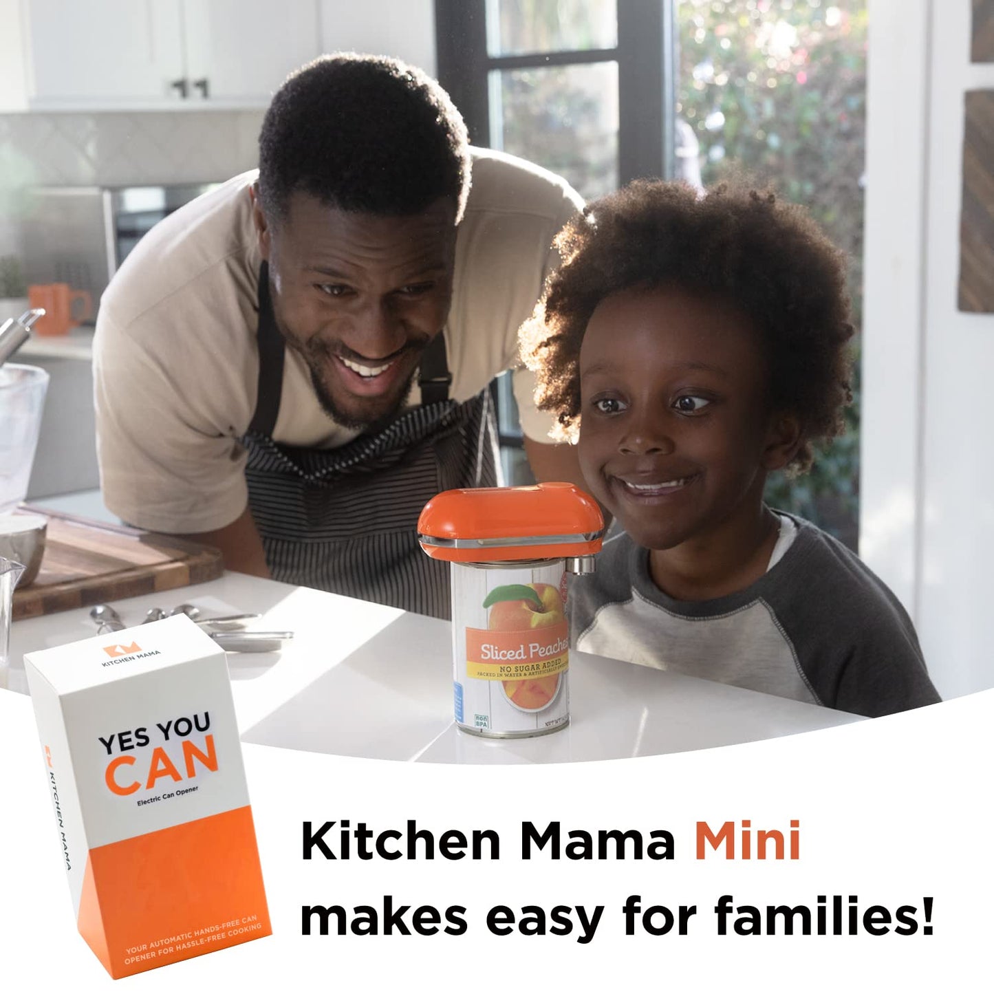 Kitchen Mama Mini Electric Can Opener Smooth Edge: Opens Can with One Press - Ultra-Compact, Hands-Free, Safe, Cordless, Seniors with Arthritis, Automatic, Battery Operated Appliances (Orange)