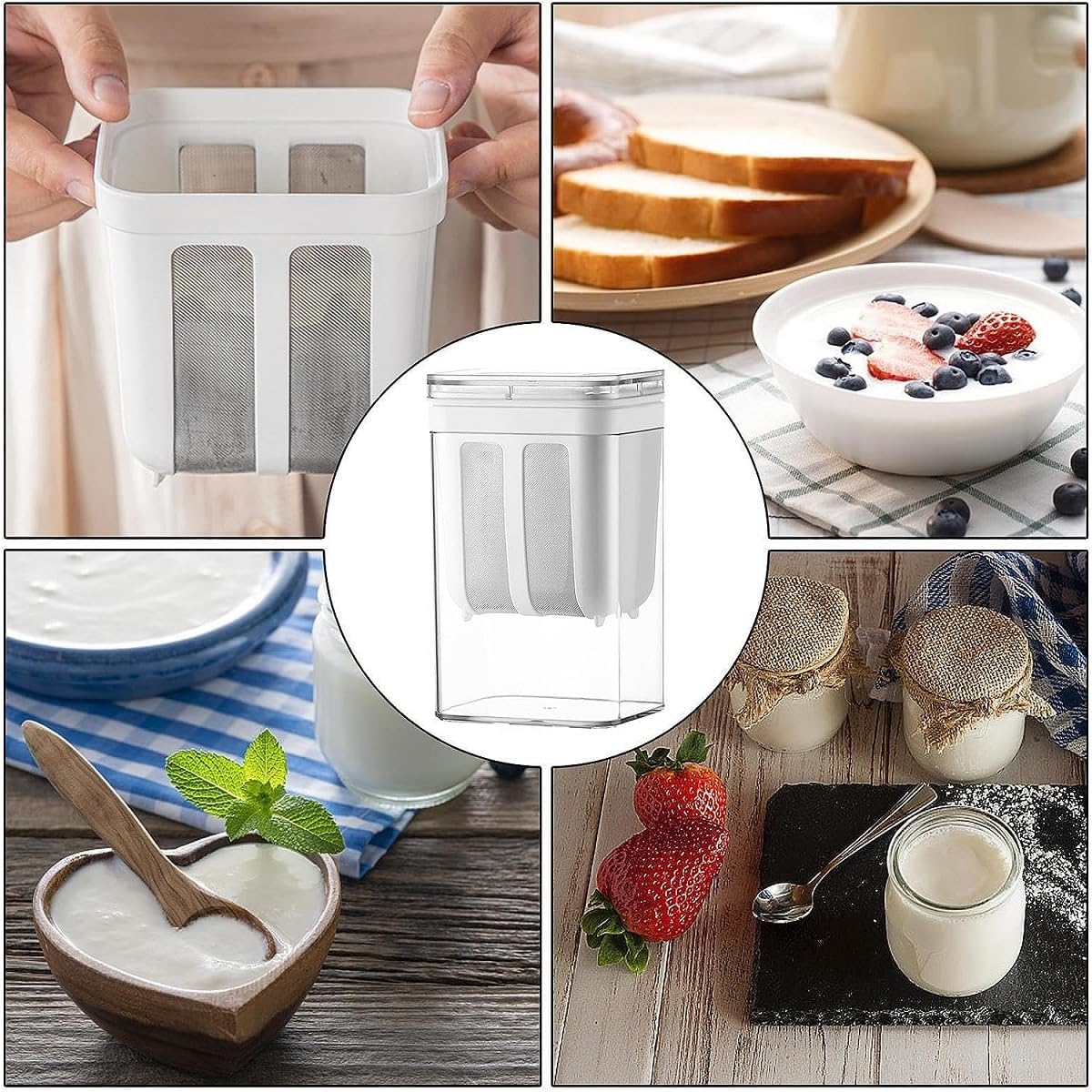 Yogurt Strainer——「0.9QT/0.23GAL Filter」 &「1.9QT/0.475GAL Total」, Yogurt Strainer Greek Yogurt Strainer Yogurt Press, BPA-Free PP Strainer for Whey Separation(Filter0.9QT/0.23GAL)