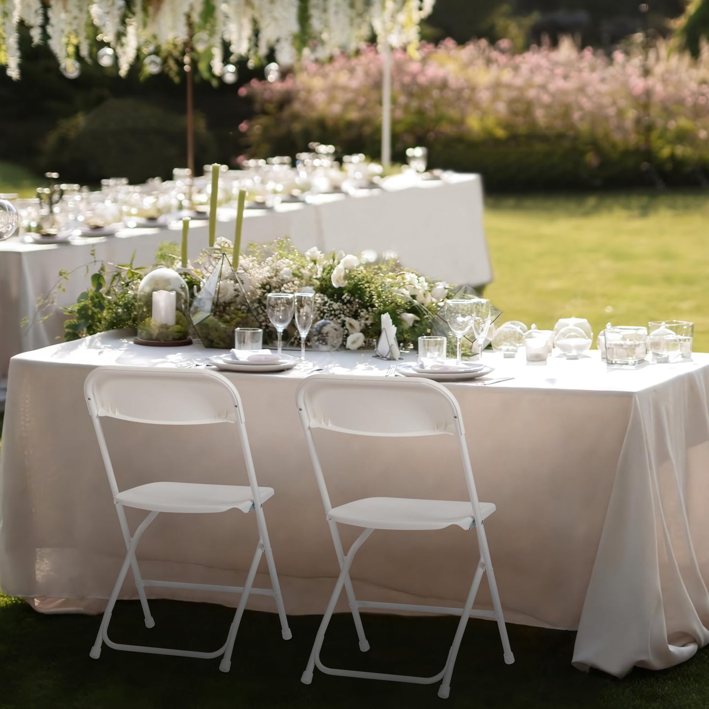 Real Relax Plastic Folding Chairs Set of 40, White Plastic Folding Chairs, Perfect for Party Event Outside Entertaining, 350 LBS Capacity
