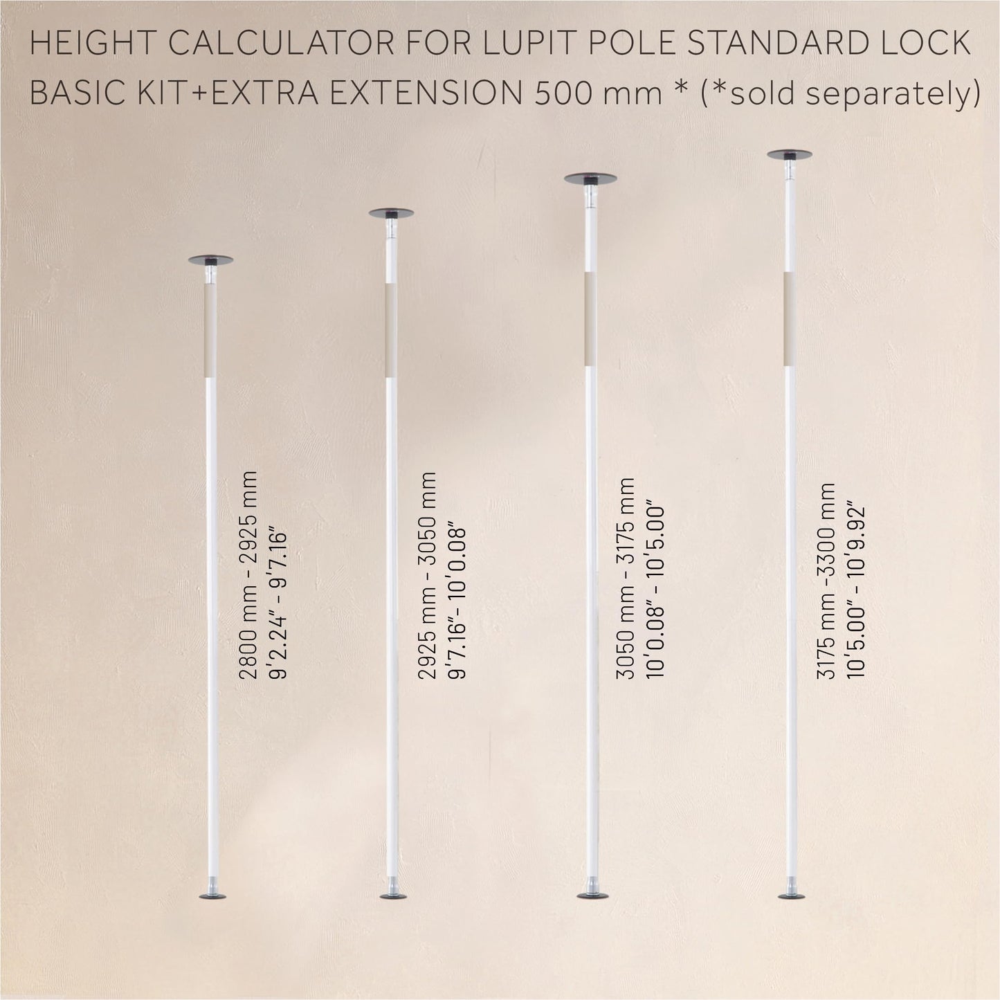 LUPIT POLE Classic G2 Standard Lock - Portable Dance Pole for Home - Spinning & Static Mode - Professional Dancing Pole for Apartment, Club & More - Easy Installation - No Drilling (White, 45 mm)